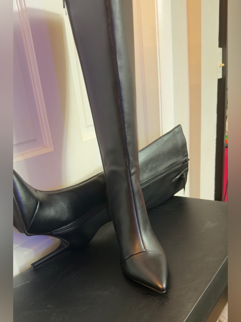 INC International Concepts Black Over-the-Knee Pointed Toe Stiletto Boots
